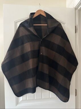 Zine Clothing Brown and Black Striped Poncho